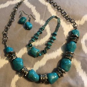 Three piece Turquoise Costume Jewelry Set
